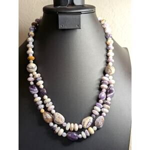Jay King DTR 925 Sterling Amethyst Jadeite Bead Single to Double Strand Necklace